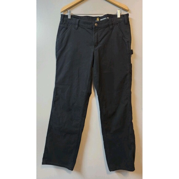 Carhartt Women's Original Fit Mid Rise Straight Leg Jeans Size 12 Black - Picture 1 of 7